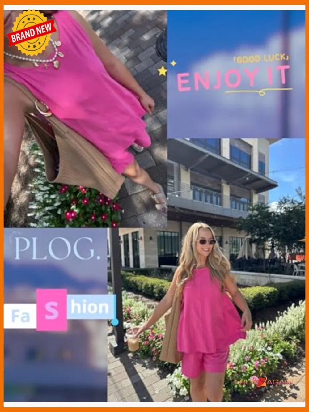 Sleeveless Tank Top and High Waist Shorts Matching Set with Pockets